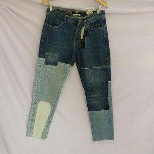 265cad new with tags SCOTCH & SODA Cropped Boyfriend Patchwork jeans W26